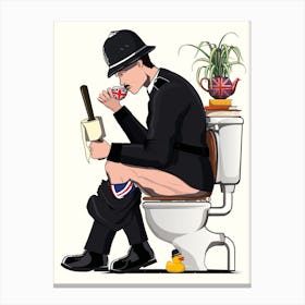 British Policeman on the Toilet Canvas Print