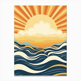 Sea Ocean Sun Water Landscape Waves Summer Nature Art Sky Beach Sunset Digital Art Canvas Print
