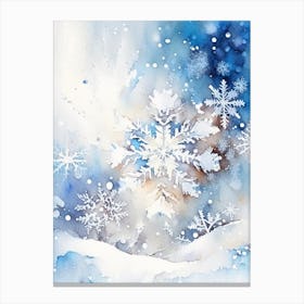 Snowflakes In The Snow,  Snowflakes Storybook Watercolours 2 Canvas Print