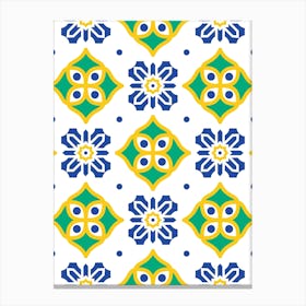 Seamless Pattern - Azulejo - vector tiles, Portuguese tiles 1 Canvas Print