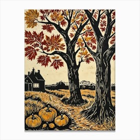 Pumpkins In The Field Canvas Print