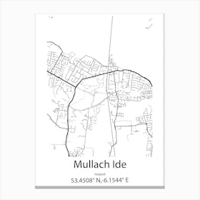 Mullach Ide,Ireland Minimalist Map Canvas Print