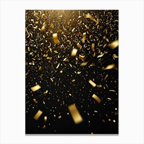 Gold Confetti On Black Background 2 Canvas Print