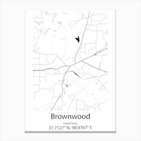 Brownwood,United States Minimalist Map Canvas Print