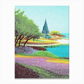 Nusa Dua Indonesia Pointillism Style Tropical Destination Canvas Print