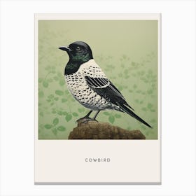 Ohara Koson Inspired Bird Painting Cowbird 3 Poster Canvas Print