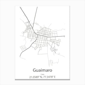 Guaimaro,Cuba Minimalist Map Canvas Print