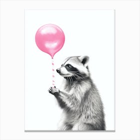 Raccoon With Pink Balloon 1 Canvas Print