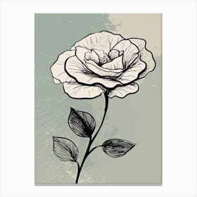 Line Art Roses Flowers Illustration Neutral 8 Canvas Print