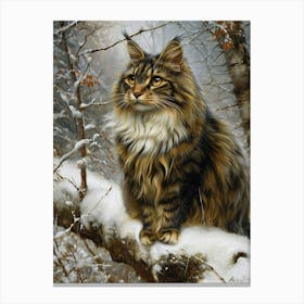 Norwegian Forest Cat Relief Illustration 3 Canvas Print