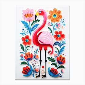 Scandinavian Bird Illustration Flamingo 3 Canvas Print