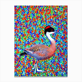 Grebe Yayoi Kusama Style Illustration Bird Canvas Print