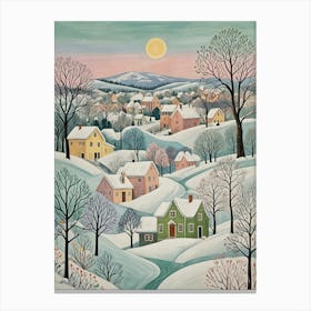 Pastel Winter Village Canvas Print