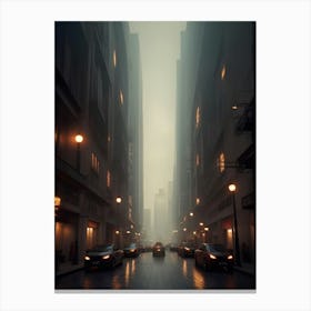 Foggy City Street Canvas Print