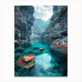 Blue Water In A Canyon 2 Canvas Print