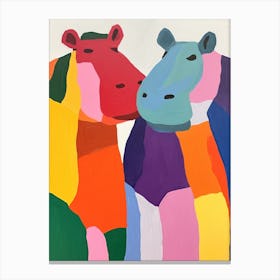 Colourful Kids Animal Art Hippopotamus 7 Canvas Print
