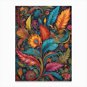 Colorful Leaves And Flowers Canvas Print