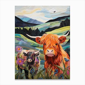 Patchwork Highland Cattle 2 Canvas Print