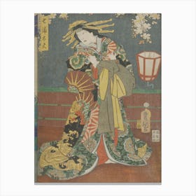 Center Panel Of Vertical Ōban Triptych Canvas Print