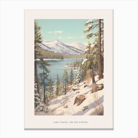 Vintage Winter Poster Lake Tahoe Usa 1 Canvas Print