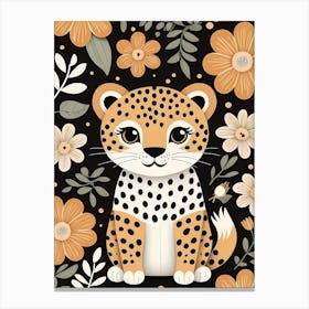 Floral Cute Baby Leopard Nursery (31) Canvas Print