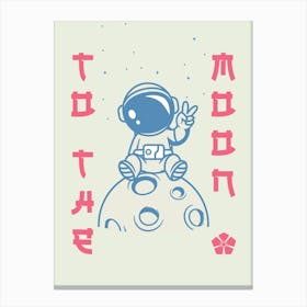 To the Moon — Retrowave poster, space poster, anime print, manga poster Canvas Print