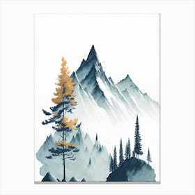 Mountain And Forest In Minimalist Watercolor Vertical Composition 182 Canvas Print