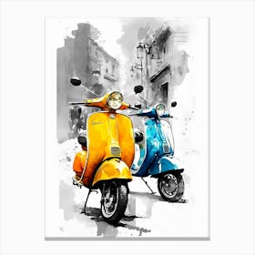 Two Vespas Canvas Print