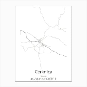 Cerknica,Slovenia Minimalist Map Canvas Print