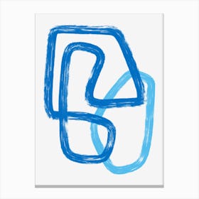 Abstract Line Minimalist Blue Canvas Print
