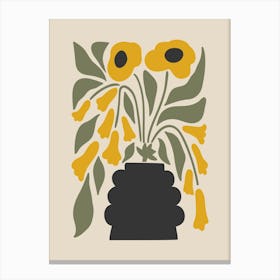 Minimalist Flower Arrangement in Green and Yellow 1 1 Canvas Print