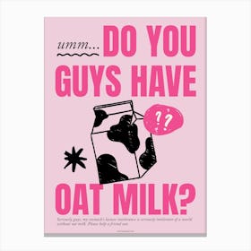 Oat Milk Art Print Pink Canvas Print