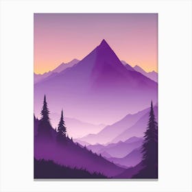 Misty Mountains Vertical Composition In Purple Tone 54 Canvas Print