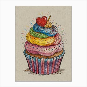 Rainbow Cupcake Canvas Print