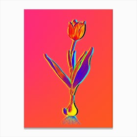 Neon Tulip Botanical in Hot Pink and Electric Blue n.0375 Canvas Print