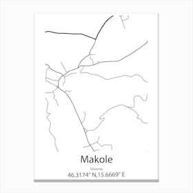 Makole,Slovenia Minimalist Map Canvas Print