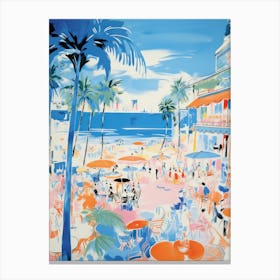 Rimini   Italy Beach Club Lido Watercolour 3 Canvas Print