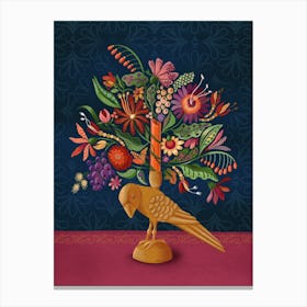 floral candlestick blue Canvas Print