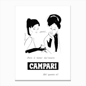 Campari Cocktails Bar Retro Women Italian Poster Canvas Print