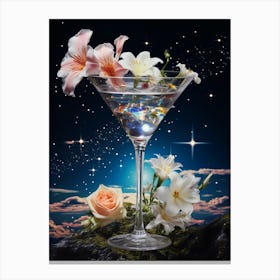 martini glass surround by cosmic surrealism 1 Canvas Print