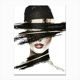 Fashion Woman In A Hat Canvas Print