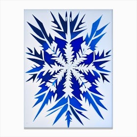 Frost, Snowflakes, Blue & White Illustration Canvas Print