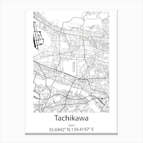 Tachikawa,Japan Minimalist Map Lienzo