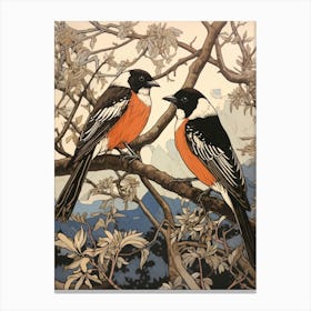 Art Nouveau Birds Poster Magpie 1 Canvas Print