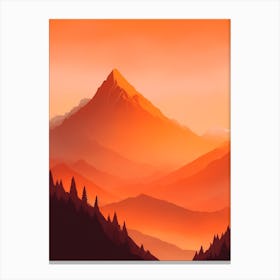 Misty Mountains Vertical Composition In Orange Tone 230 Canvas Print