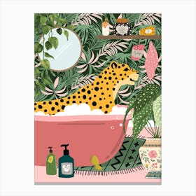 Leopard In Bathtub Bathroom Lienzo