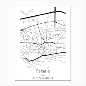 Farsala,Greece Minimalist Map Canvas Print