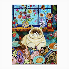 Tea Time With A Exotic Shorthair Cat 4 Canvas Print