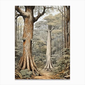 Vintage Jungle Botanical Illustration Rubber Tree 1 Canvas Print