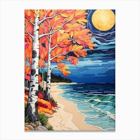 Birch Trees On The Beach Canvas Print